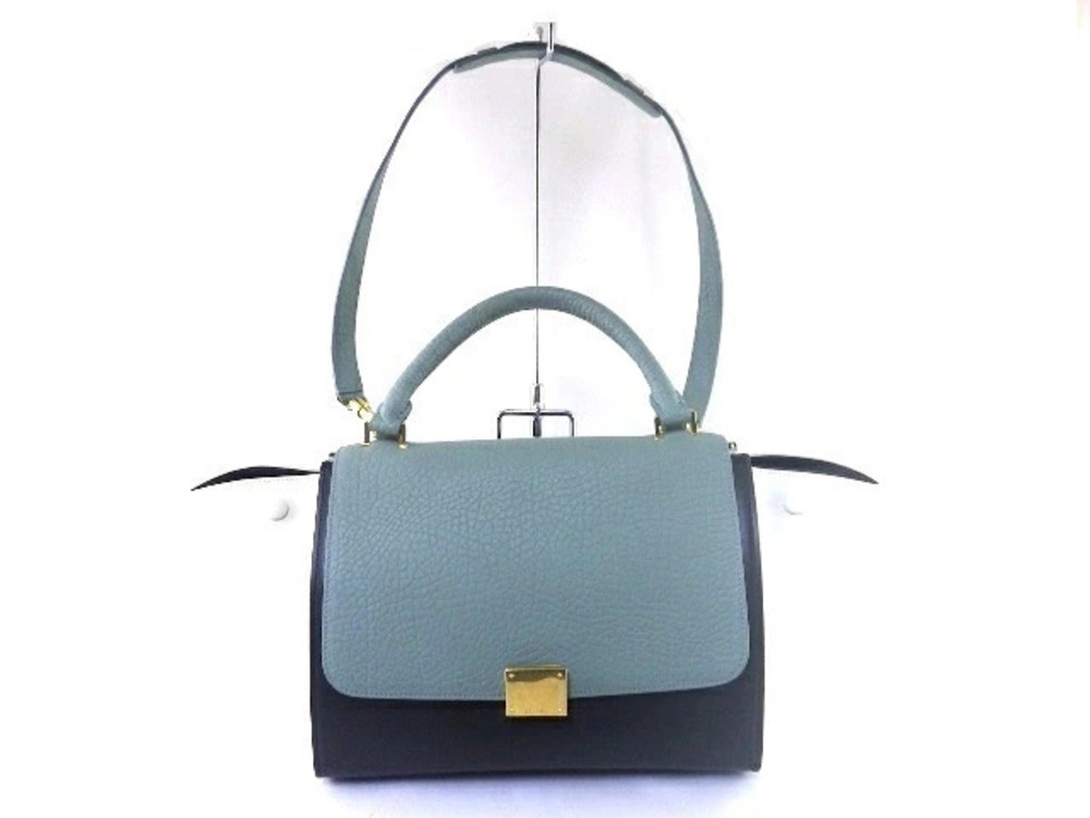 Celine Trapeze Bag Calfskin Green Black Ivory White